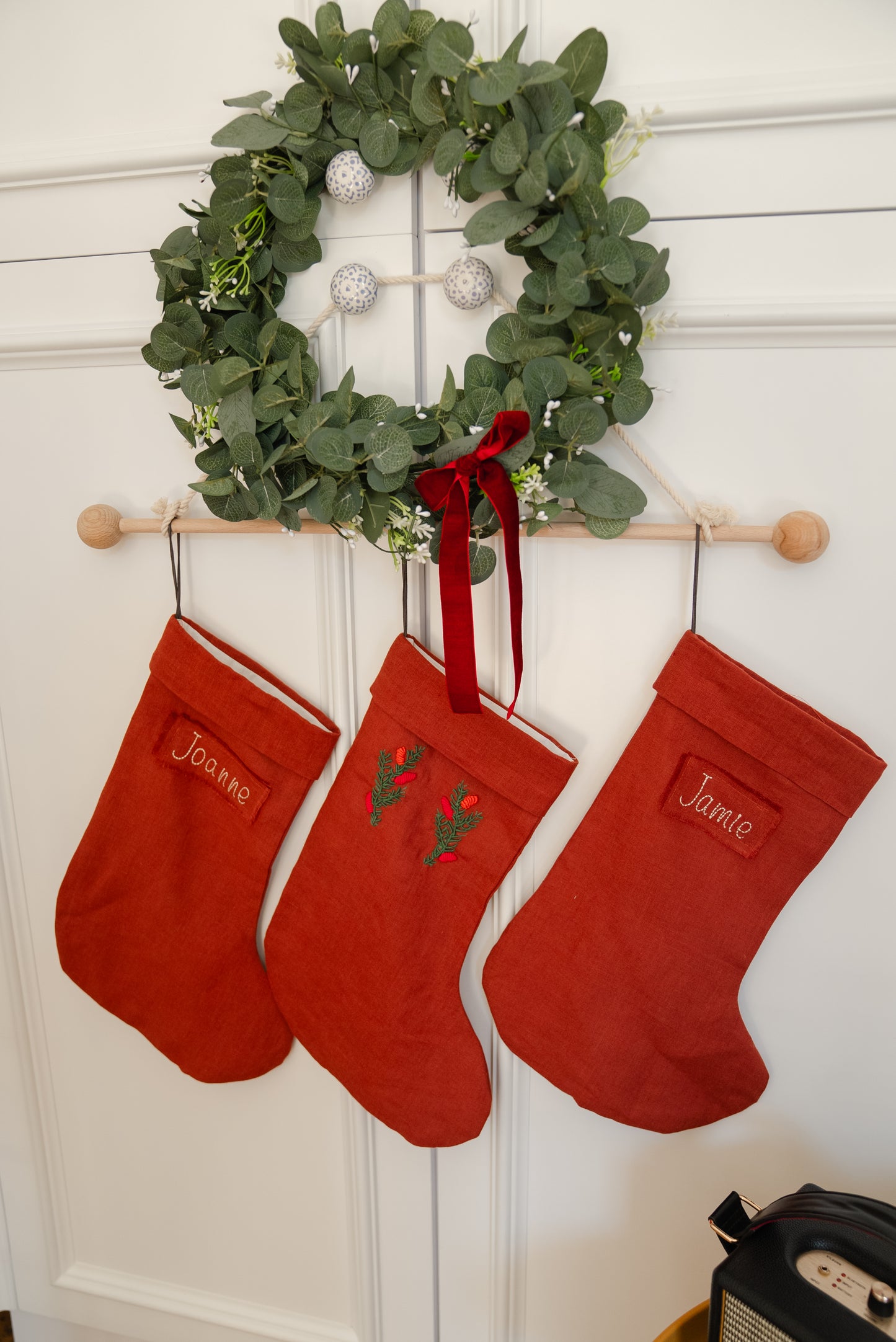 Hand embroidered stocking