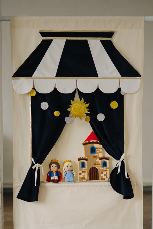 Doorway puppet theatre Navy blue & Puppet